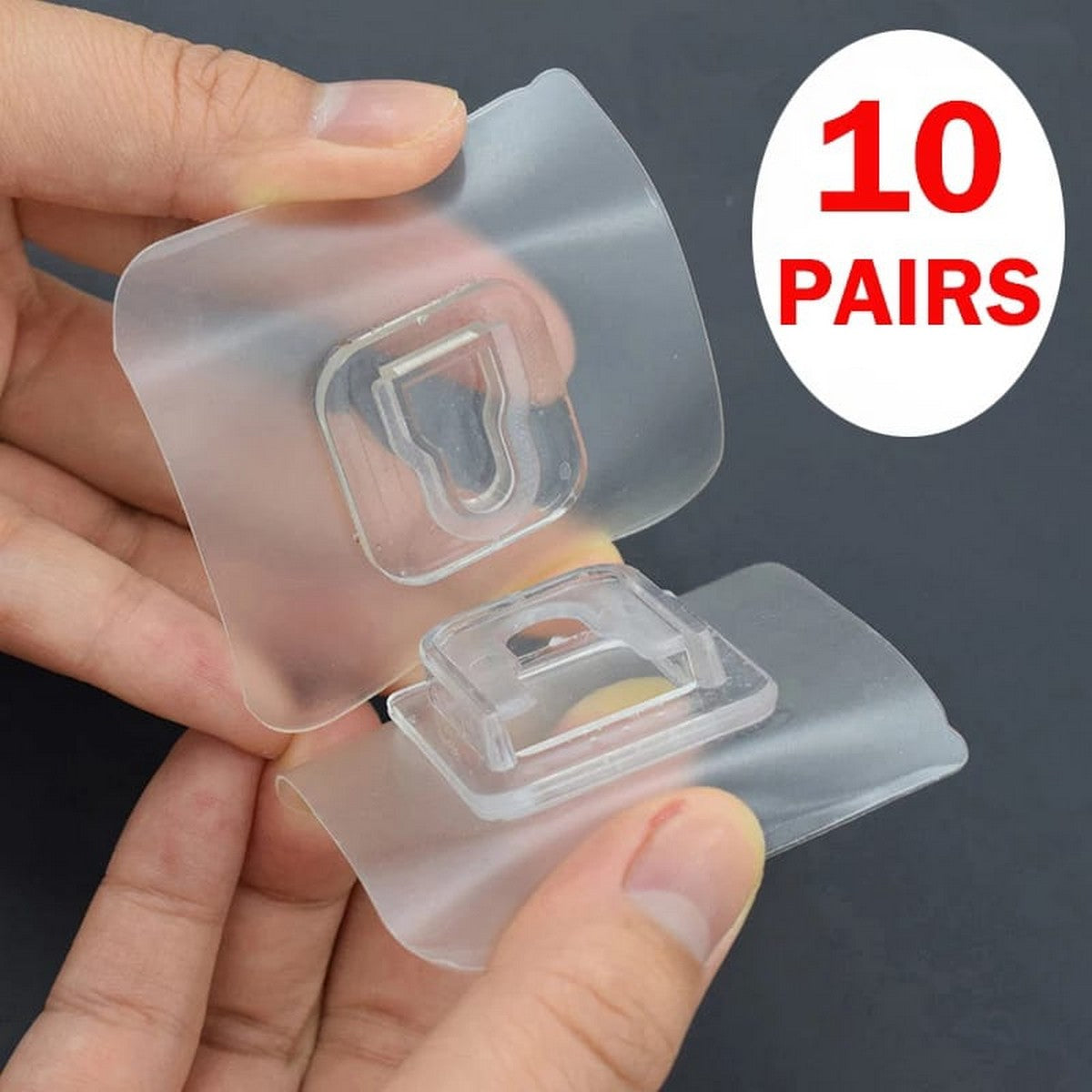 Pack of 10- Adhesive Suction Cup Hooks (10kg) stick hook Heavy Duty Sticky Wall &amp; Ceiling &amp; Door Nail Free Clear Hook for Bathroom and Kitchen No Scratch Waterproof and Oilproof Sticker ( 10 Pair )