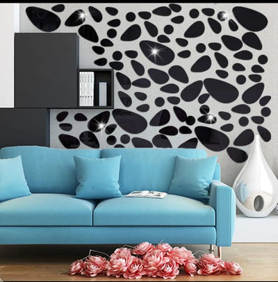 Pebbles Acrylic Mirror Stickers Wall Decorations (12pc)