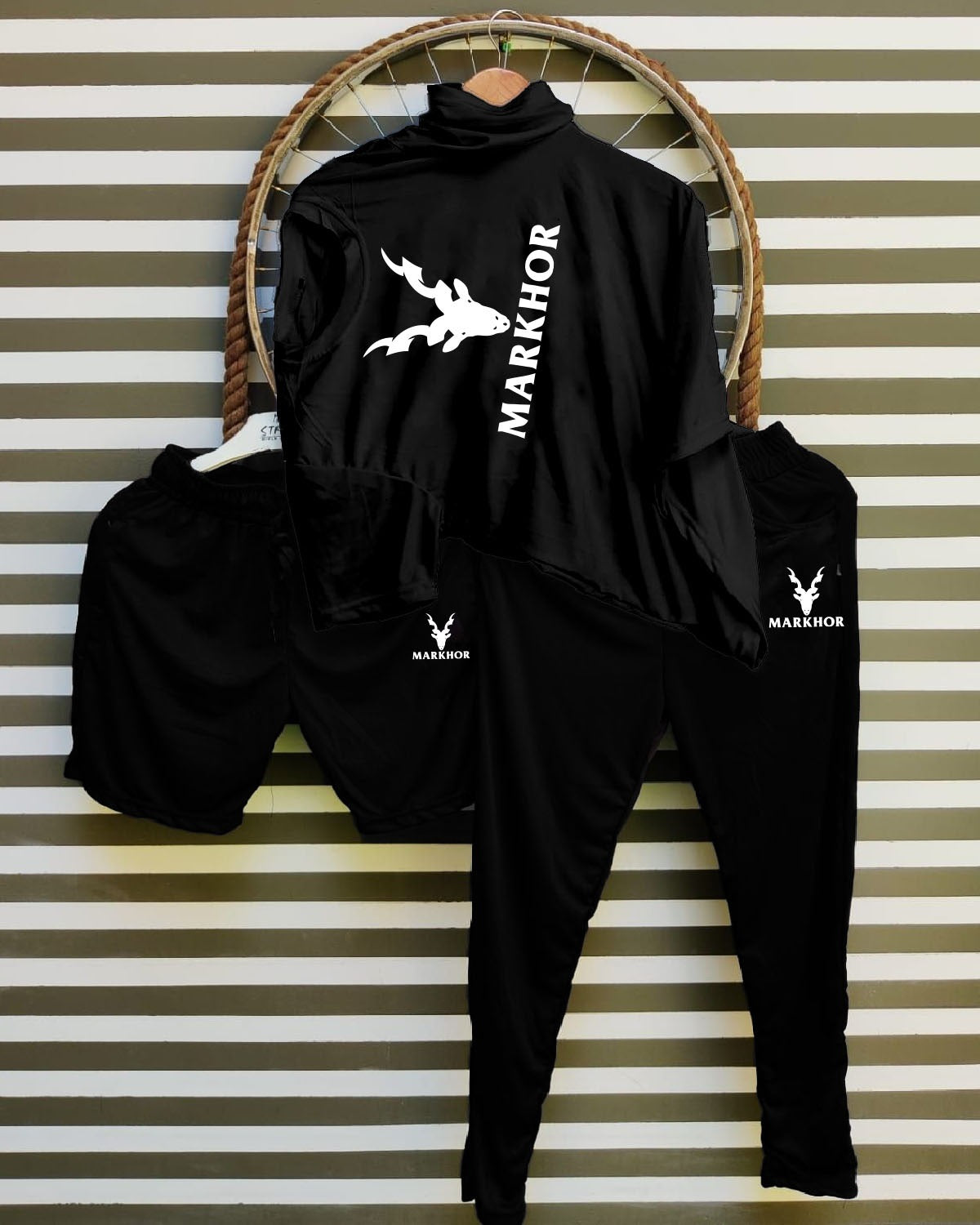 Markhor Track suits For Mens (Tshirt+Short+Trouser)