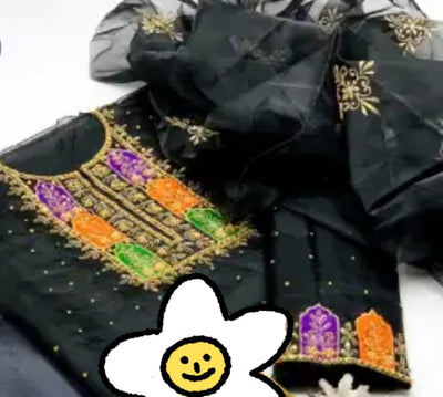 4 pcs Cotton silk mirror work shirt and trouser