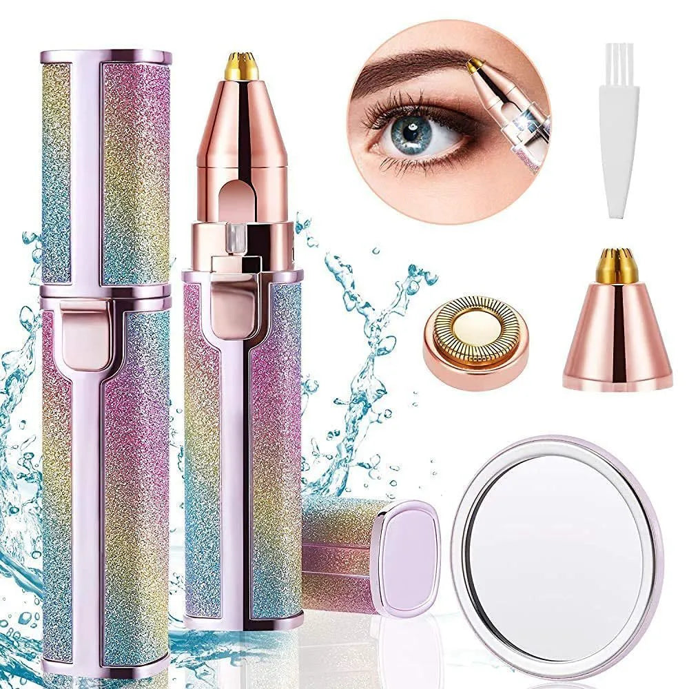 2 in 1 Painless Eyebrow Trimmer, Shaver With LED Light, Rechargeable Hair Remover Trimmer For Women